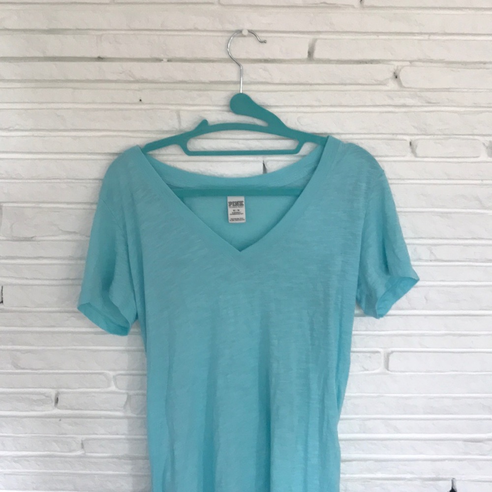 NWOT Victoria’s Secret pink blue v-neck T-shirt
